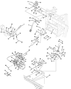 Pedals And Levers Diagram and Parts List for 46G 4X4-1I019G-Before-37AKD710 Cub Cadet Lawn Tractor Accessories